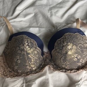 Victoria’s Secret navy and gold bra